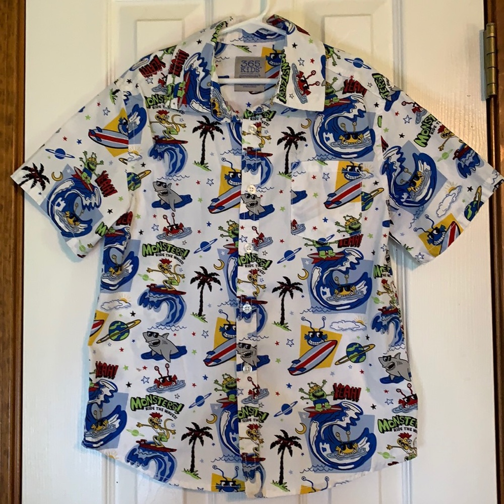 Garanimals short sleeve tropical style shark bottom down shirt boys size…